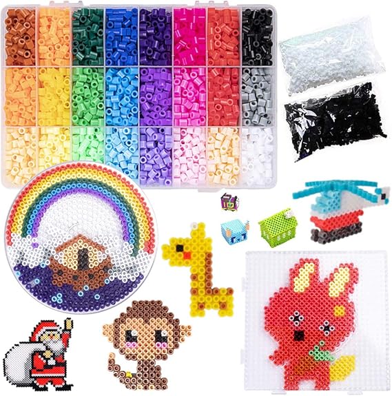 Fuse Beads Kit in 24 Colors Fusion Beads 7200pcs, 5mm DIY Art Craft