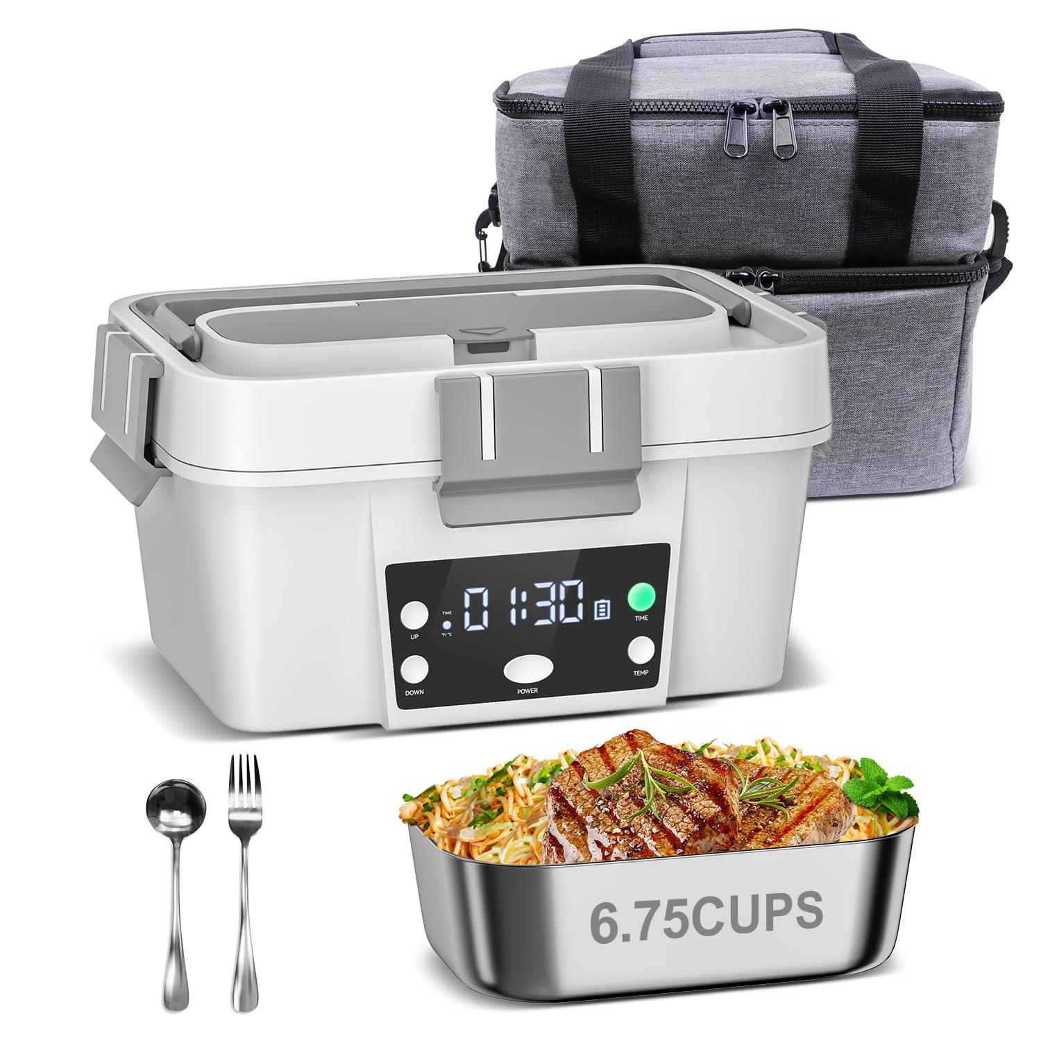Photo 1 of ***MISSING PARTS*** Cordless Electric Lunch Box for Work – 16000mAh Battery Powered Self Heating Food Warmer, 1.6L Portable Heated Lunchbox for Truck Drivers, Construction & Outdoor Use