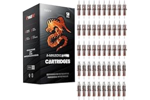 A-MINUSONE 50 Assorted Tattoo Cartridge Needles Mixed Size #10 Bugpin Round Liner Shader Magnum - 5 Pcs each of 5RL, 7RL, 9RL, 11RL, 5RS, 9RS, 15M1, 21M1, 15RM, 21RM Pro Disposable Membrane Tattoo Needles