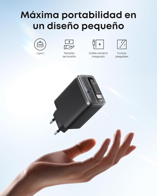 Anker Nano Fast Charge iPhone Charger 35W, Carregador USB c de alta velocidade com 2 portas, Cabo retrátil Anker InstaCord integrado, compatível com iPhone 16 Pro MAX/15/14, iPad, Pixel e muito mais. — foto 5 de 6