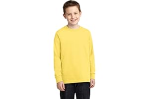 Port & Company Boys' Long Sleeve 54 oz 100% Cotton T Shirt