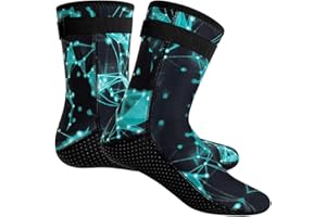 Diving Socks Water Socks, Neoprene Nylon 3mm Anti Slip Thermal Beach for Swimming Snorkeling Surfing with Long Tube Design Re
