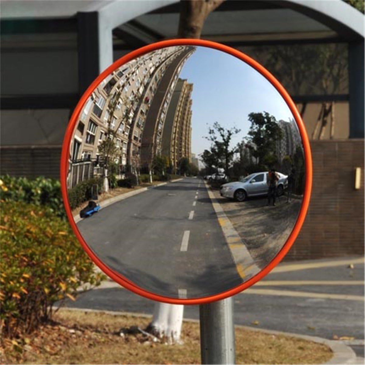 24 Inch /60 cm Convex Mirror Round Roadside 130°Wide Angle View Large Safety Security Traffic