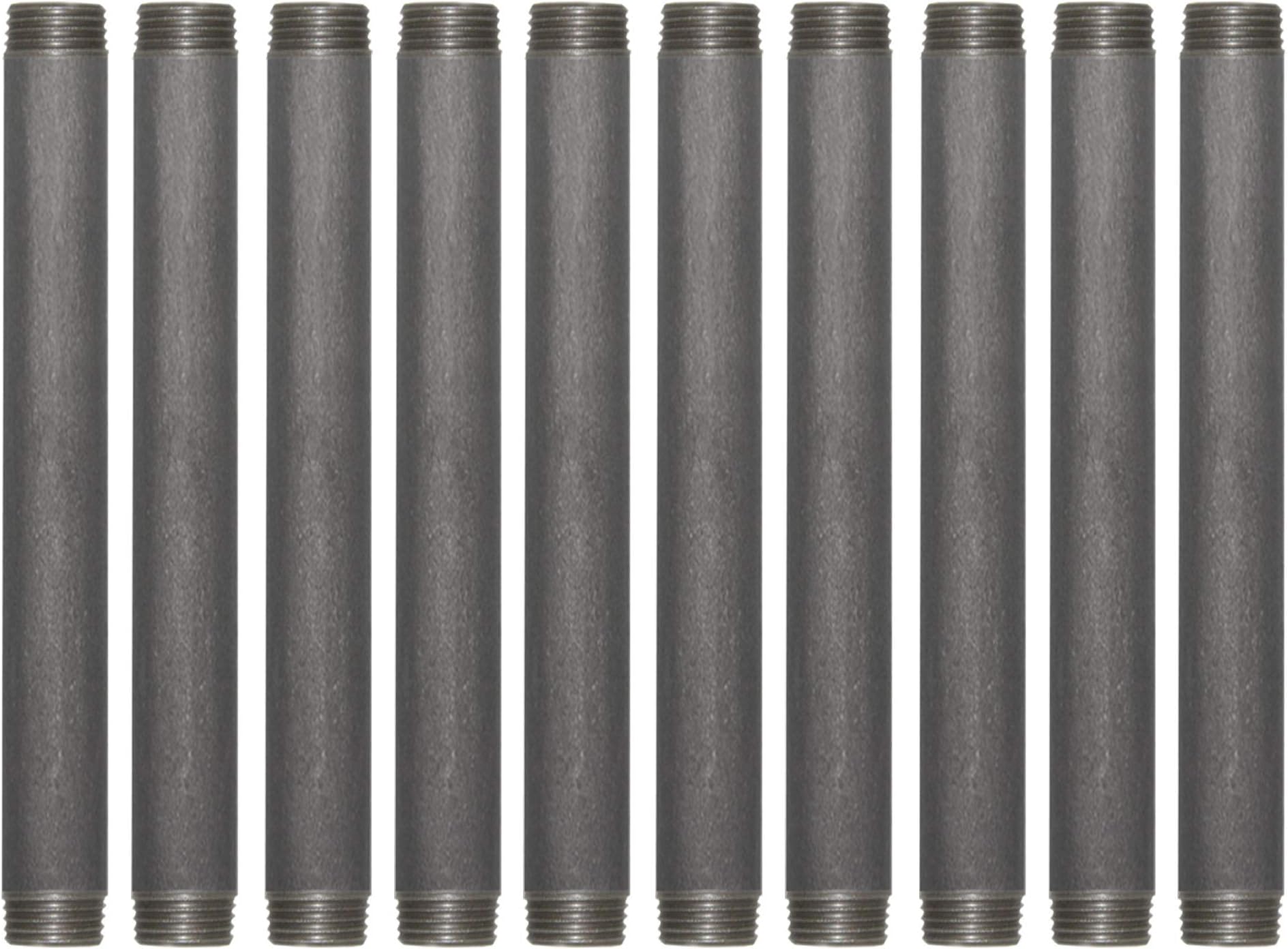 Brooklyn Pipe Sandblast Finish | 1/2" x 6" Inch Heavy Duty Schedule 40 Industrial Pipe |10 Pack Threaded Pipe Nipple for DIY Shelving and Furniture