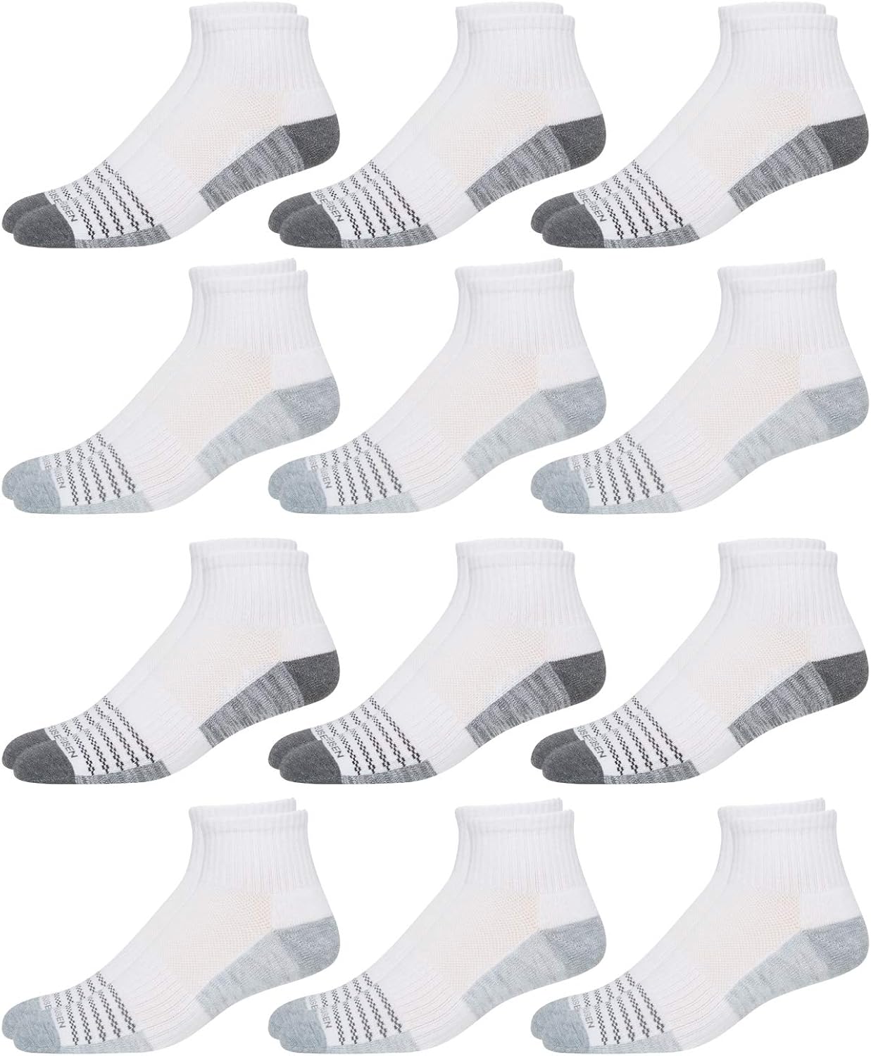 Van Heusen Mens' Athletic Quarter Cut Basic Socks (12 Pack), White 3
