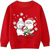 TBBCWWQY Toddler Boys Christmas Sweatshirt Kids Santa Dinosaur Penguin Shirt Xmas Pullover Sweater Long Sleeve Tops 1-7T