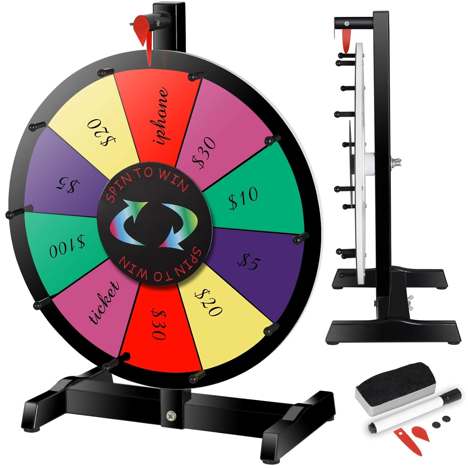 ZENSTYLE 24/18/15 Spinning Prize Wheel 14/10 Color Slots Dry Erase