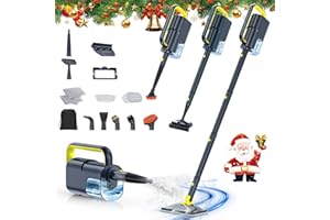 ScrubWiz Steam Mop with Detachable Handheld Steam Cleaner, 10-in-1 Multi Accessories, Quick 10s Heat, 350ml and 2-Level Steamer for Cleaning Floor, Carpet, BBQ Grill, Tile, and Grout, Gray