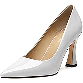 AMBELIGHT Women's Pumps Closed Pointed Toe High Heels Classic Slip On Pumps Sexy Patent Leather Stiletto Heels 3 Inch Wedding Bride Formal Dress Heel Shoes for Women