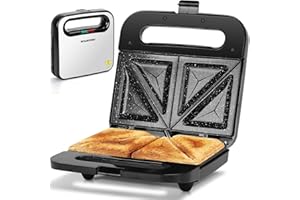 Aigostar Sandwich Maker with Super Nonstick Ceramic Plates, Panini Press Sandwich Toaster Breakfast Electric Grilled Cheese M