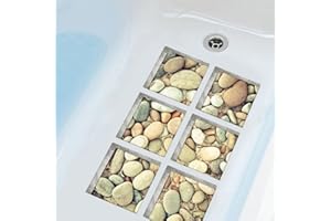 ChezMax Bath Treads Stickers Cobblestone Pattern Square 3D Adhesive Anti Slip Tub Tattoos Safety Decals Mat Waterproof Shower Tub Sticker Bathtub Appliques for Bath Pools Home Decor 6 Pcs 5.9" X 5.9"