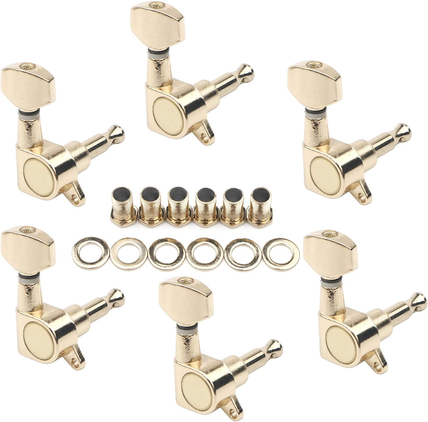 Unxuey 6R Closed Guitar Tuning Pegs Golden String Keys Set Machine Head Button Tuners Knobs Electric or Acoustic Guitar
