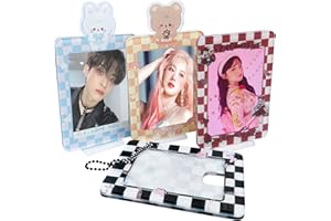 KILOGOGRAPH KPOP Photocard Holder - Picture Frames, Acrylic Photo Card Holder Keychain, Pack of 4, Top Loaders for Cards, 3x4 inches, Photocard Display Stand KPOP, KPOP Album
