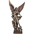 5.1in White San Miguel Arcangel Statue, St Michael Statue, Resin Saint Archangel Michael Statue, Saint Michael defeating Satan Collection Figurines, Religious Angel Suitable for Collection or Decor