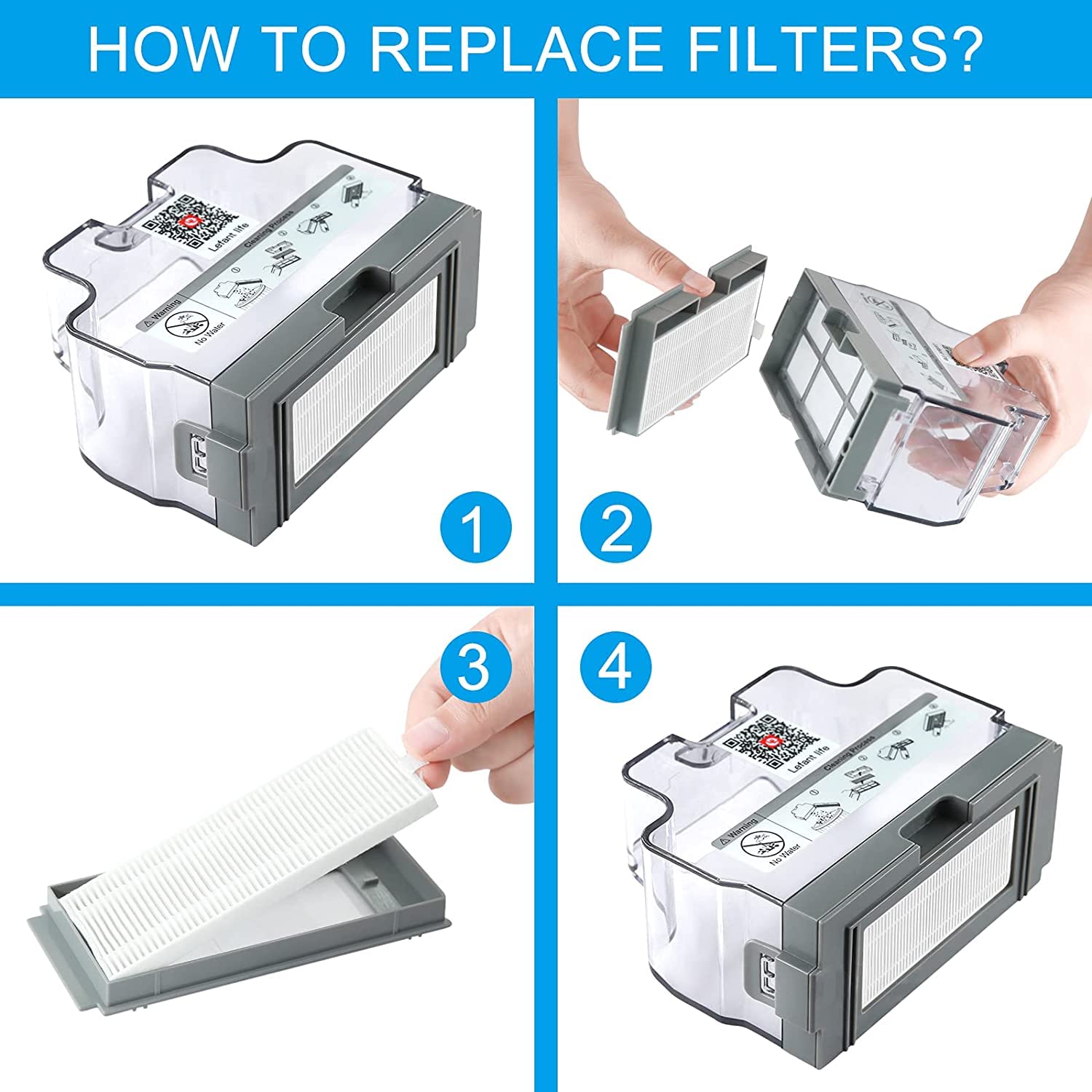 12-Pack Replacement Parts Accessories Compatible with Lefant M201 T800 U180 T700 M520 M571 OKP K7 K8 L3 MOOSOO MT501 MT710 MT720 M501-b Vacuum Cleaner, HEPA Filters Side Brushes Not For M210 M213