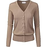 Design by Olivia Women's Classic Button Down Long Sleeve V-Neck Soft Knit Sweater Cardigan