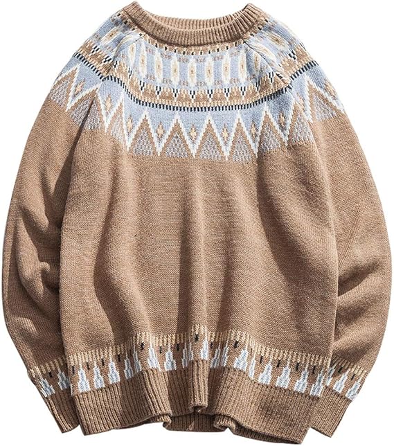 Amazon Habille ハビー メンズ ノルディック柄 セーター ニット 丸襟 プルオーバー 大人カジュアル 2xl ベージュ セーター 通販