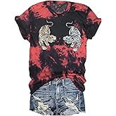 Eye of The Tiger Shirt Women Vintage Tiger Printed Short Sleeve Tshirt Throwback Concert T-Shirts Casual Tee Tops