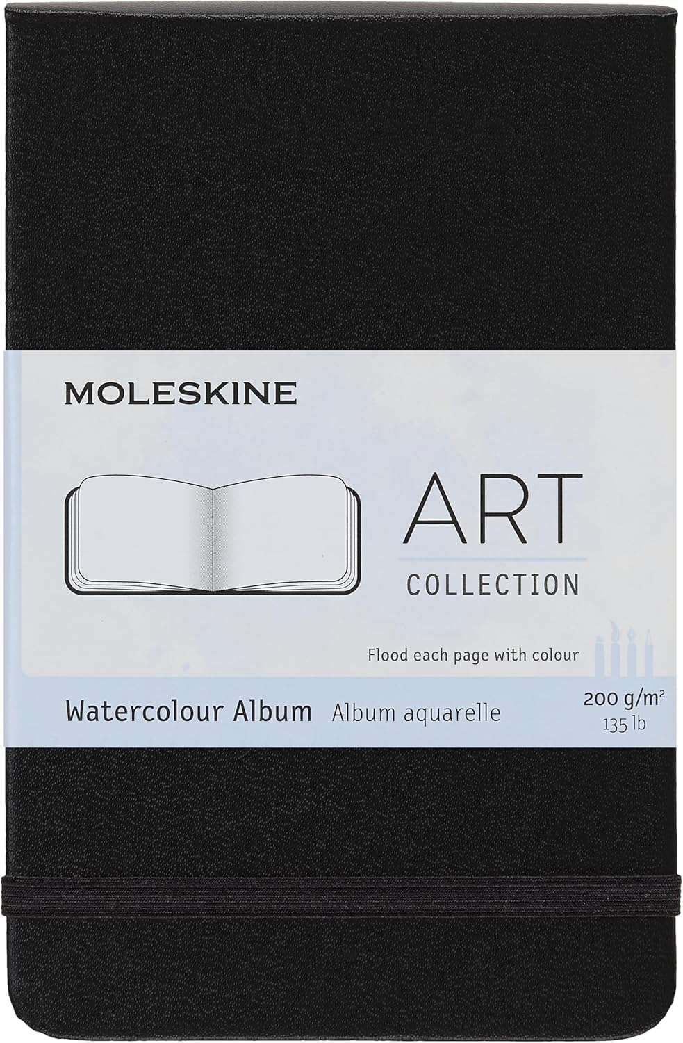 Moleskine Art Watercolor Album, Hard Cover, Pocket (3.5" x 5.5") Plain/Blank, Black