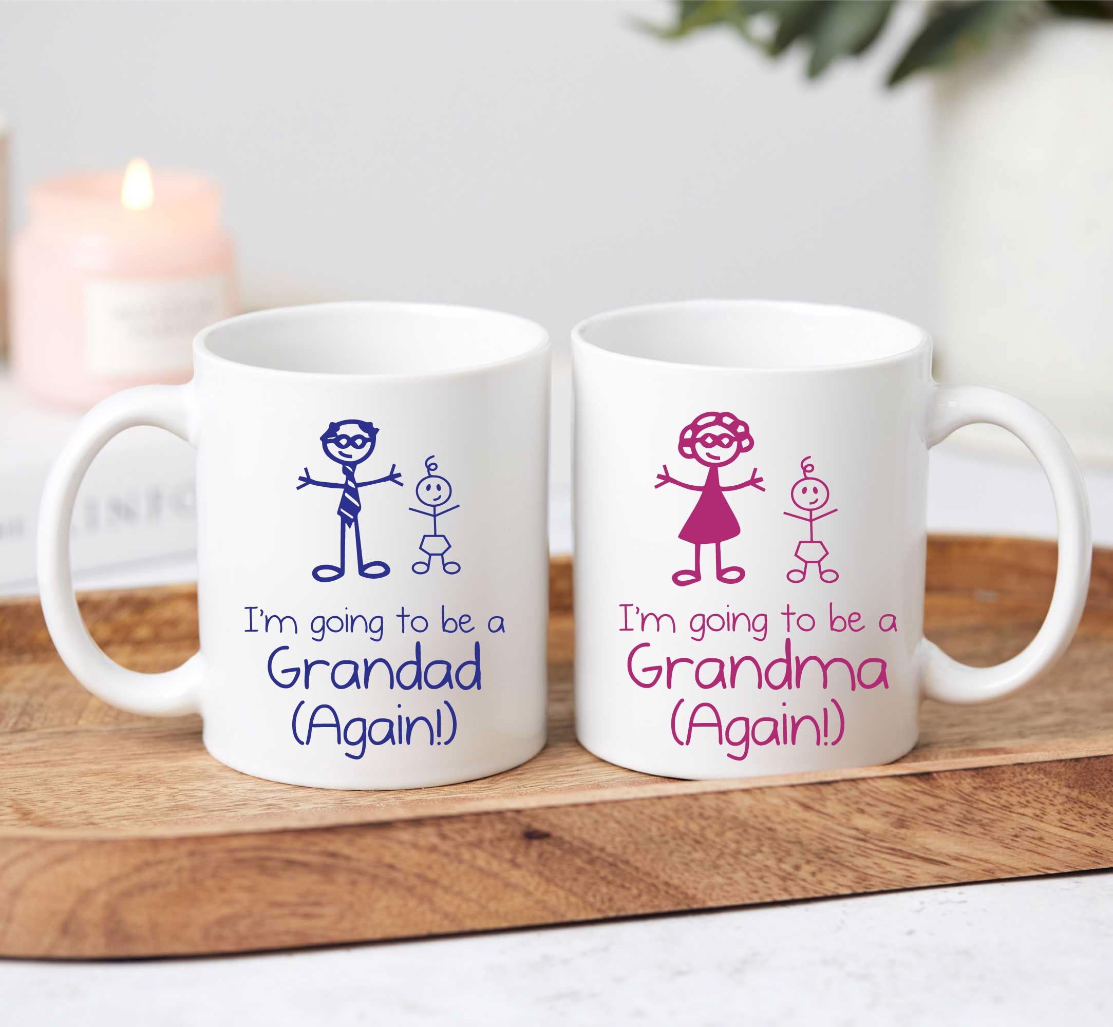 60 Second Makeover Limited I'm Going to Be A Grandma Grandad Again Mug Set Parents Present Mum and Dad Gift Christmas Anniversary Cup Ceramic