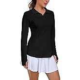 Womens UPF 50+ Sun Polo Shirts Long Sleeve UV Protection Quarter Zip Pullover Lightweight Athletic SPF Hiking Outdoor Tops