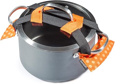 Amazon De Pots2go Panda Universal Topf Deckel Sperren Gurt Dichtungen Und Sichert Die Meisten 7 5 Zu 33 Cm Kochgeschirr Deckel Mit Flexiblem Gummiband Erhaltlich In 4 Farben Orange