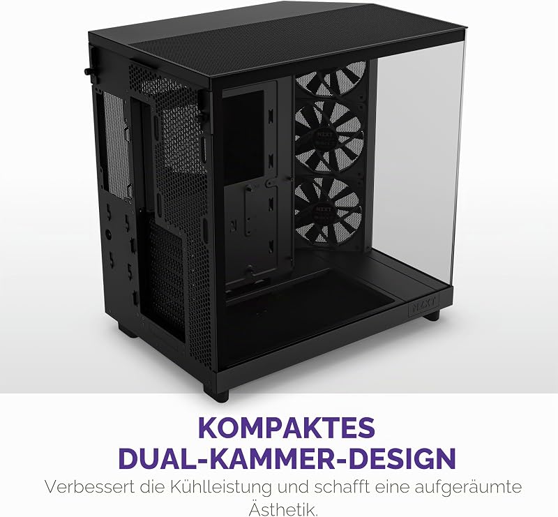 H6 Flow - Kompaktes Dual-Kammer ATX PC-Gehäuse - Schwarz