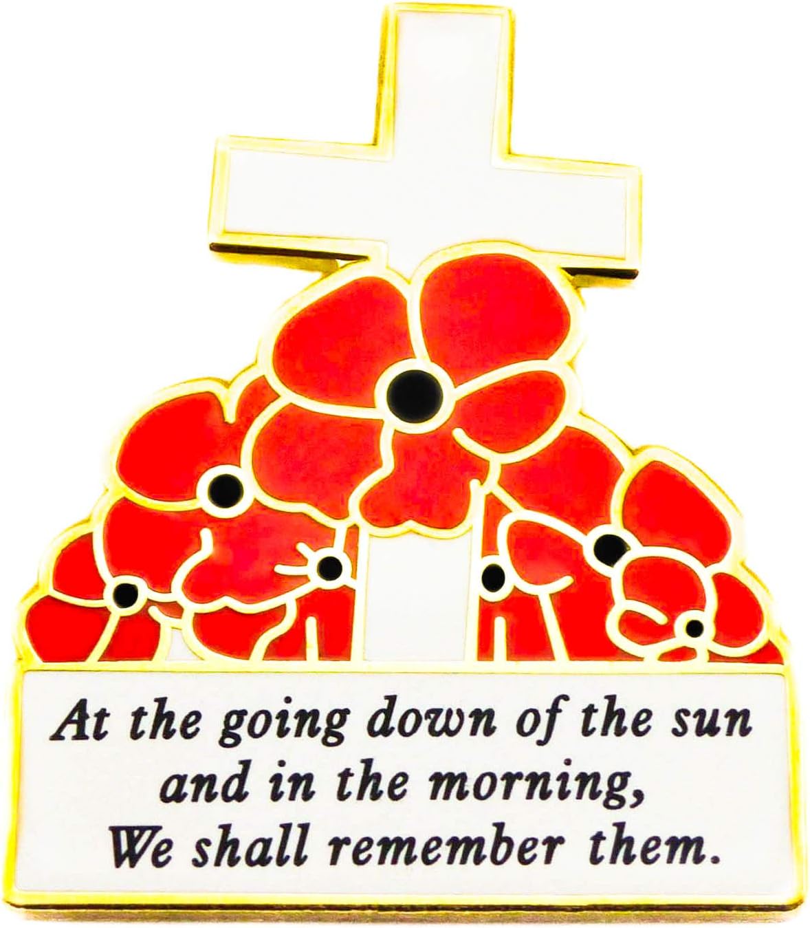New White Cross and Red Poppy Flower Lapel Pin Badge REMEMBER THEM UK SELLER