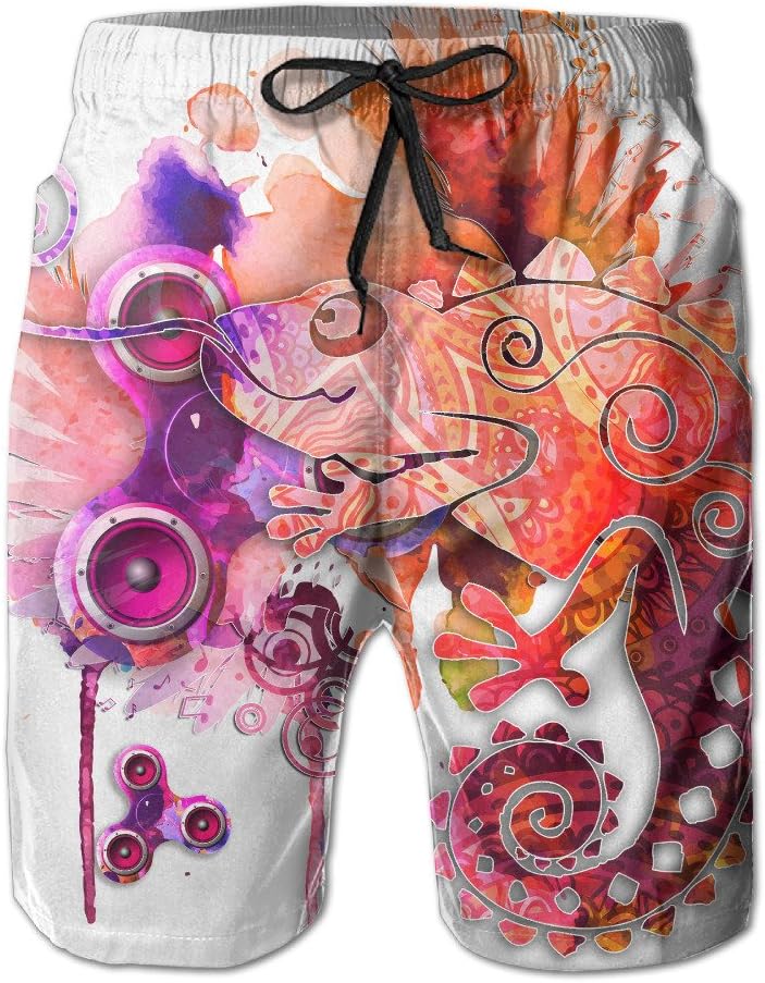 Chameleon Azureus Fingertip Gyroscope Beach Pants Colorful Summer Beach Pants Men Casual Sport