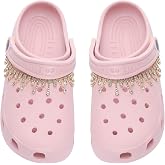 Bellaqueo Bling Shoe Charms for Girls, Luxury Silver Tassel Bling Shoe Chains for Women, DIY Designer Rhinestone Chain for Clog Sandals, Shoes Decoration Accessories