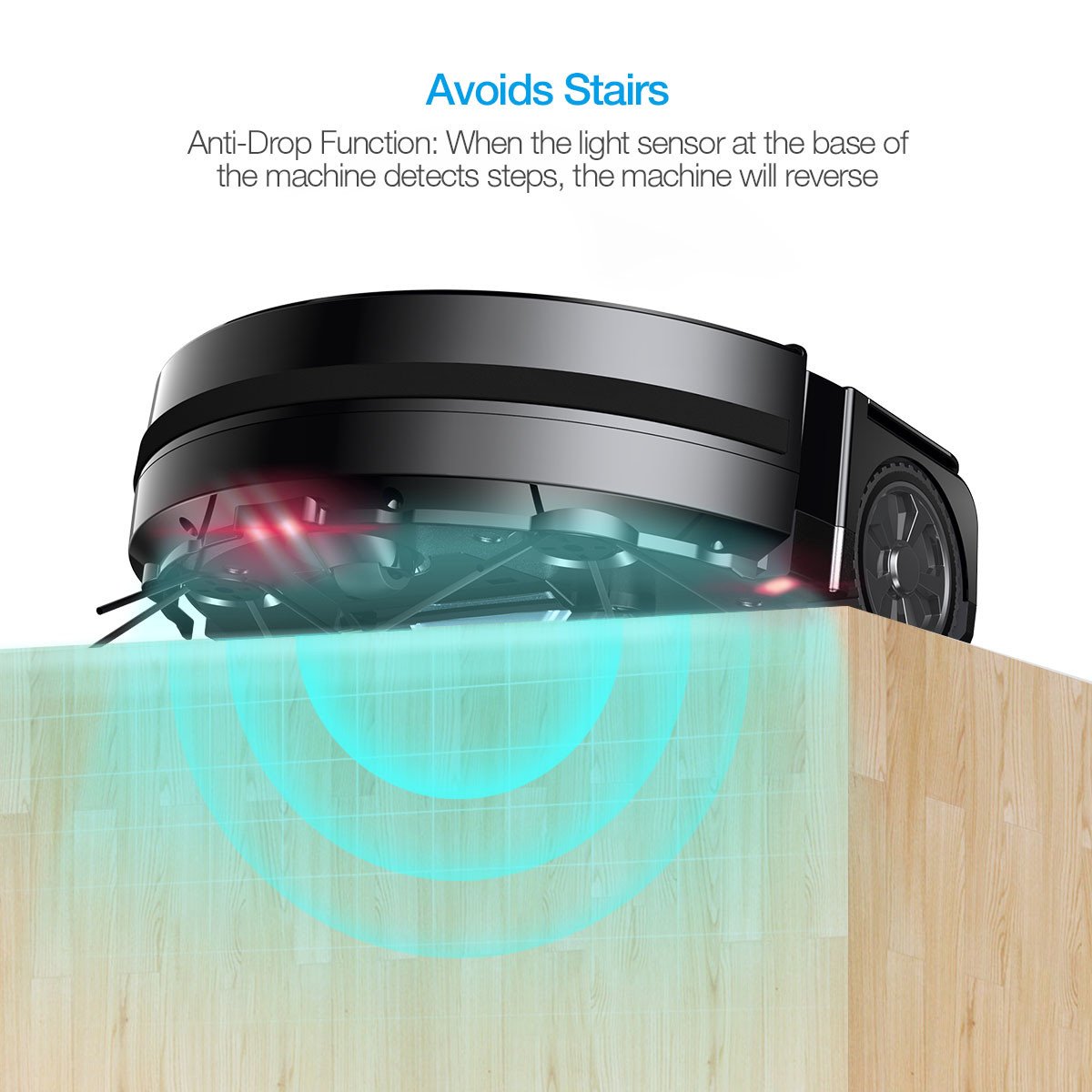 Housmile Robotic Vacuum Cleaner with Drop-Sensing Technology and Powerful Suction, for Hard Floor and Low-pile Carpet