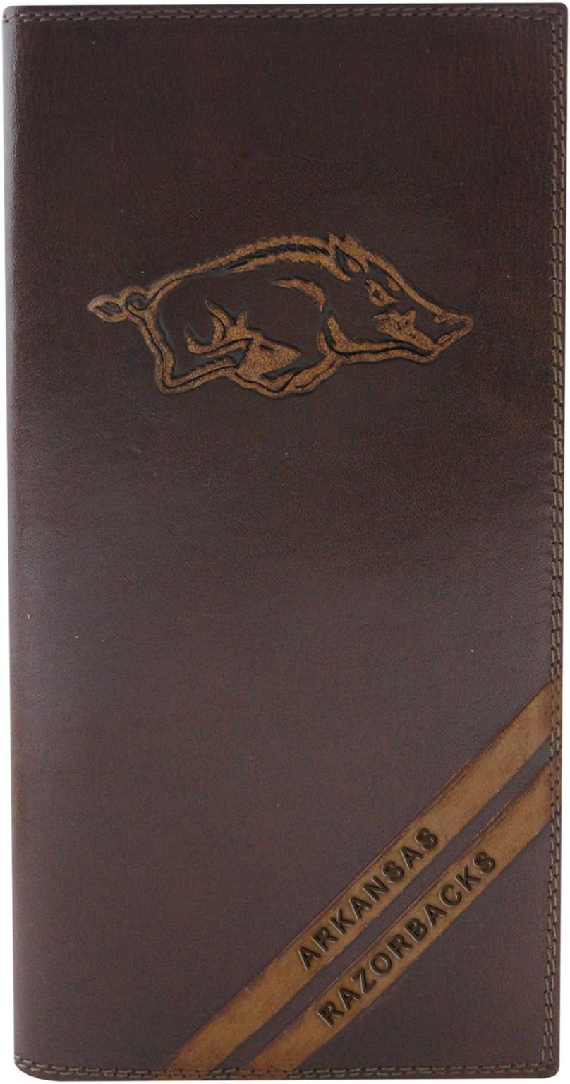 ZEP-PRONCAA Arkansas Razorbacks Zep-Pro Pull-Up Leather Long Secretary Embossed Wallet, Brown