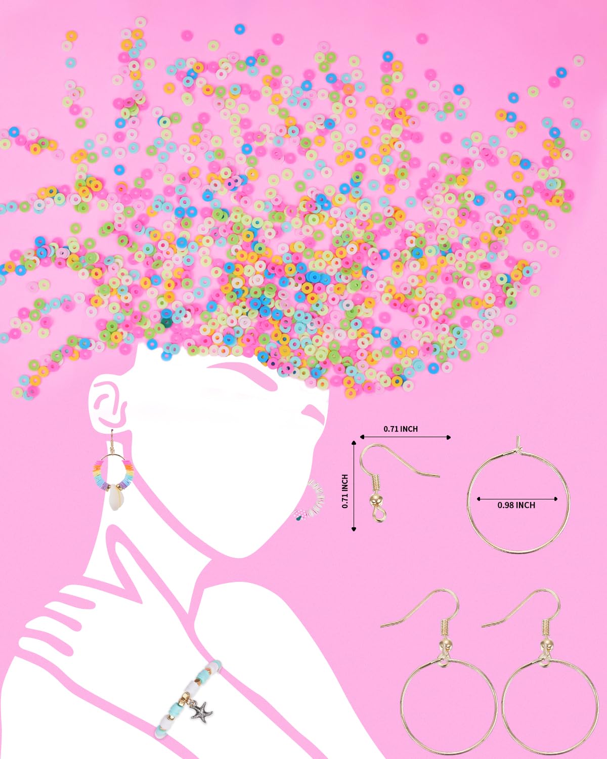 LovelyMoon Bracelet Making Kit 5000 Pcs Clay Beads Flat Preppy Beads for Friendship Jewelry Making Polymer Heishi Beads with Charms Gifts for Teen Girls Crafts for Girls Ages 6 7 8 9 10 11 12