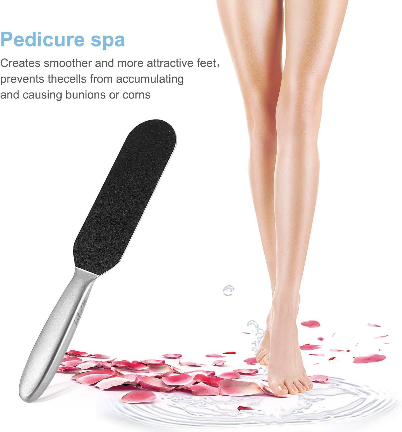 Pedicure Foot File and Callus Remover for Hard Skin Professional Stainless Steel Foot Rasp File with Ten Free Refill Grits Double-Sided Replacement Pads Easy Feet Scrubber for Bath Pedicure Salon - Image 3