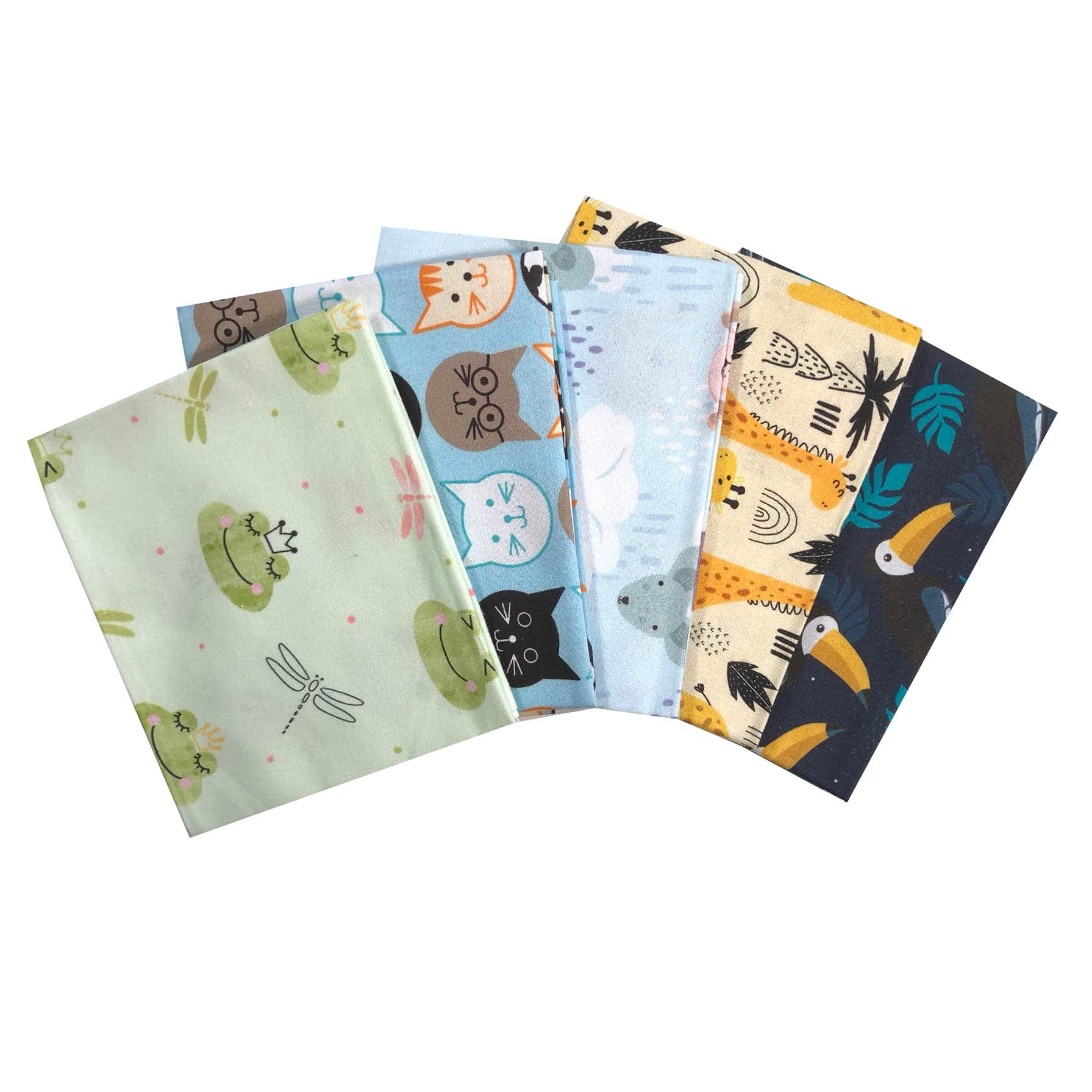 The Craft Cotton Co Animals Delight - 5 Pack (100% Cotton, Premium Quality, Designed in England)