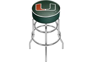 Trademark Gameroom University of Miami Chrome Bar Stool with Swivel - Wordmark