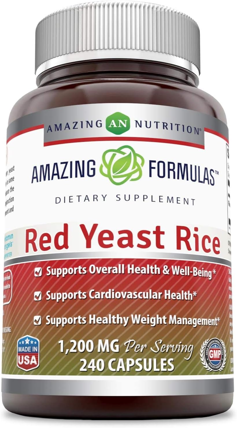 Amazing Nutrition Red Yeast Rice 1200mg Per Serving Capsules: Health & Personal Care
