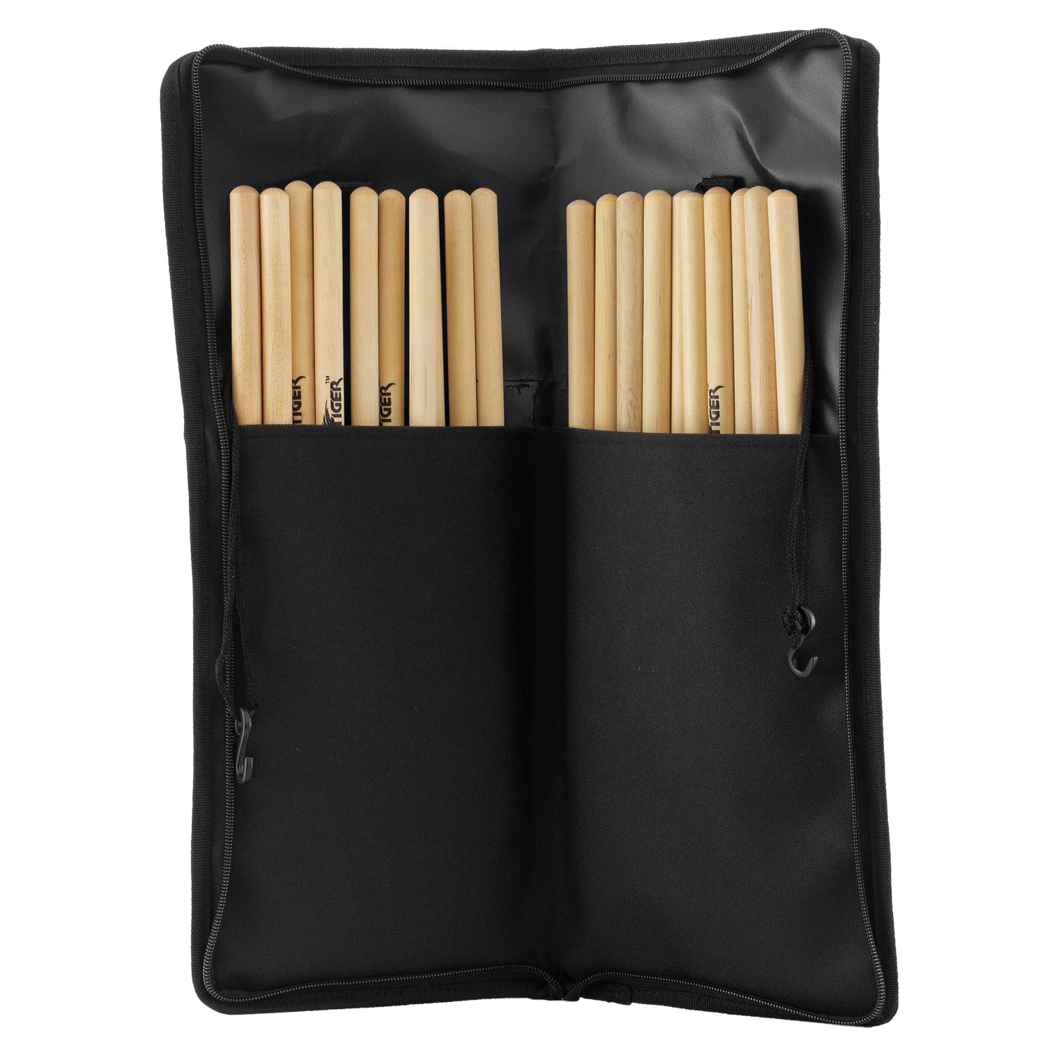 TIGER DGB42-BK Drum Stick Bag with Hardware or Floor Tom Attachments and Carry Handle - Black