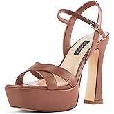 Dumjey Platform Heels for Women Chunky High Heel Sandals with Ankle Strap, Open Toe Dress Shoes for Work Party Evening Wedding