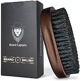 Beard Captain 100% Boar Bristle Beard Brush for Man &ndash; Retro Wooden Handle, Promotes Beards Growth &amp; Softens, Travel Size