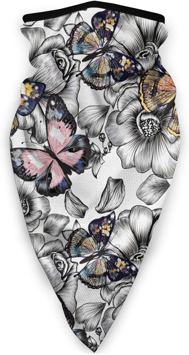 Thin & Cozy Tube Masks, Men Women Anti Dust Breathable Balaclava, Vintage Butterfly Floral Headwear Head Scarf for Hunting Running