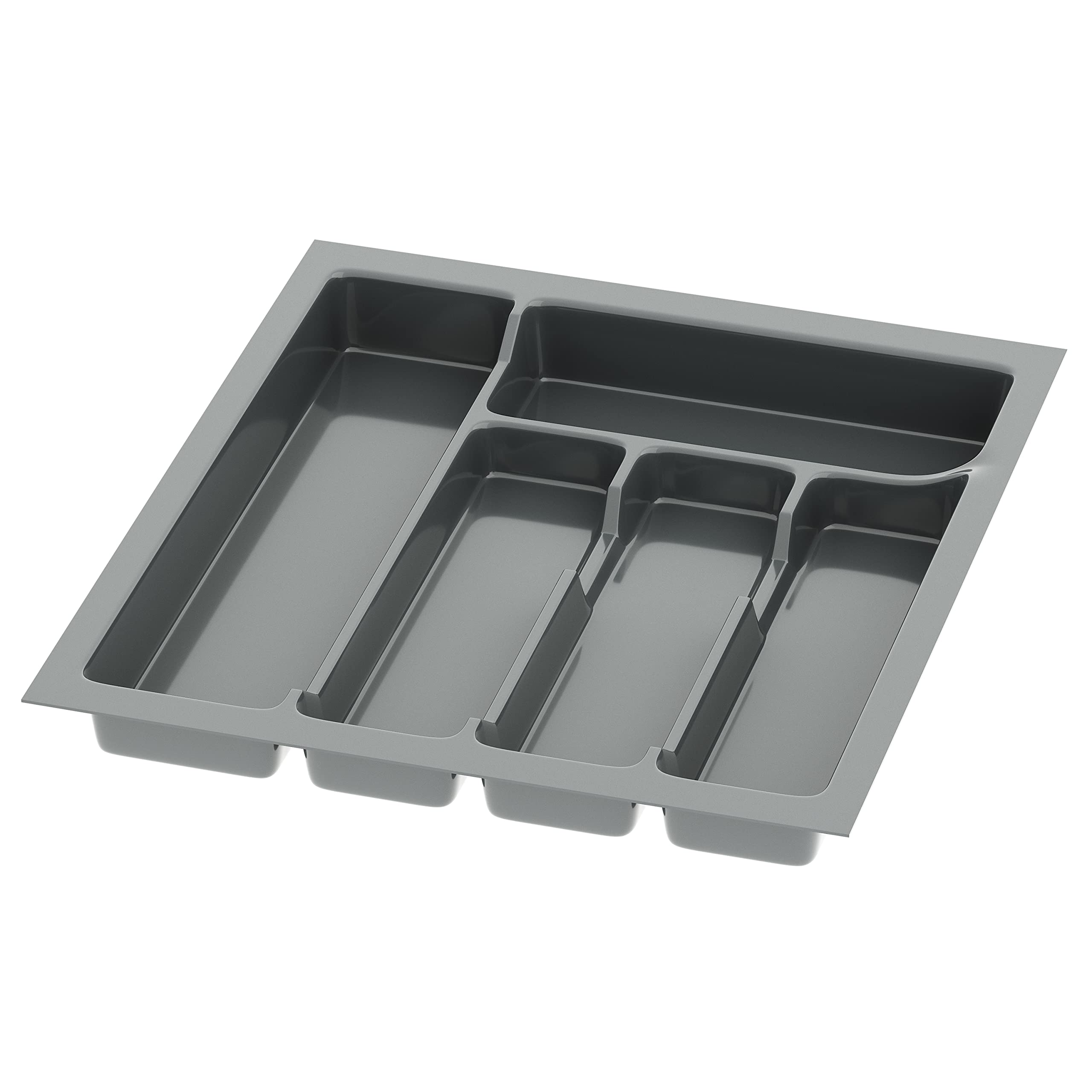 sossai® Divio Cutlery Tray for 45 cm Drawers, 38 x 43 cm (Width x Depth), Can Be Cut To Size, 5 Compartments, Colour: Anthracite, Cutlery Tray Organiser System