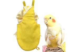 CXYYXF Bird Flight Suits Diapers, Parrot Flight Suits Diapers for Quaker Parakeets Cockatiels Conures Macaw African Grey, Bird Diaper, Parrot Clothes (Yellow,XS)