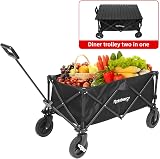 Rainberg Folding Trolley Cart with Table, 120KG Capacity, Black view 8