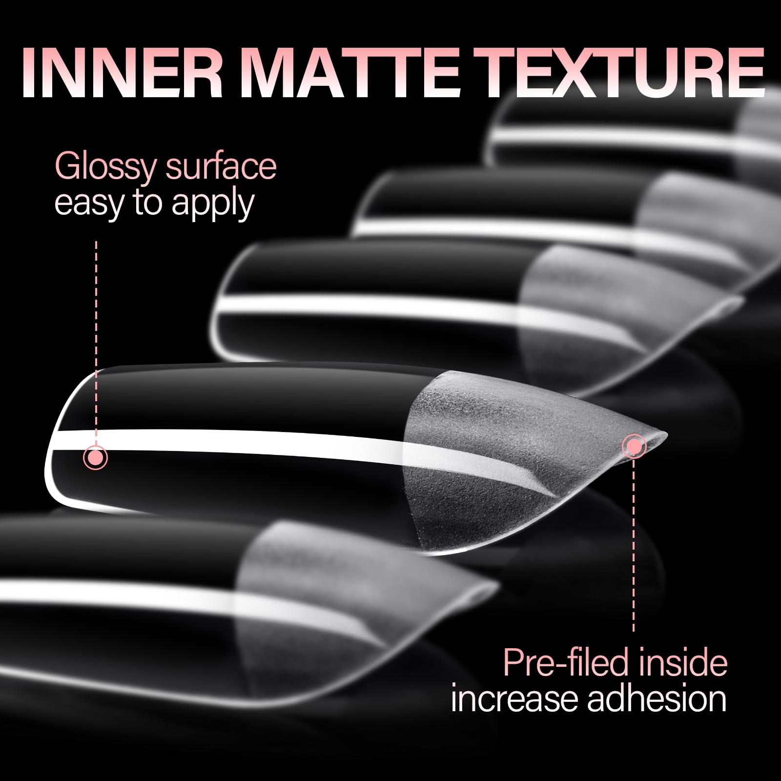 AILLSA Short Square Nail Tips Full Cover Clear Gelly Tips Half Matte Acrylic Tips Pre-Filed Fake Press on Nail Tips for Extension Home DIY Salon Manicure 216PCS 12 Sizes - Image 4