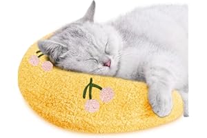 ucho Cats Kitten Pillow Cat Nap Plush, Puppy Purr Soothing Plush Cat Toy,Soft Fluffy Warming Pillow, Pet Calming Toy for Joint Relief Sleeping Improve Yellow