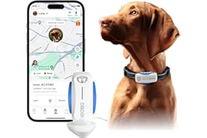 DBDD Dog GPS Tracker, Smart Waterproof Tracker with Real-Time Location, Escape Alerts, Activity Monitor, iOS & Android Compatible, for Dogs 40 lbs+ (White)