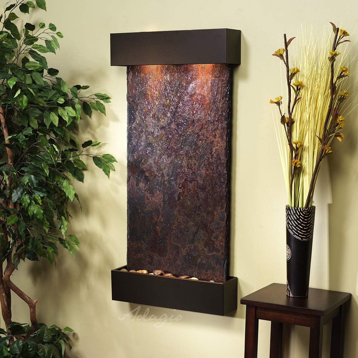 Whispering Creek Water Feature with Antique Bronze Trim and Square Edges (Natural Multi-color Slate): Home & Kitchen