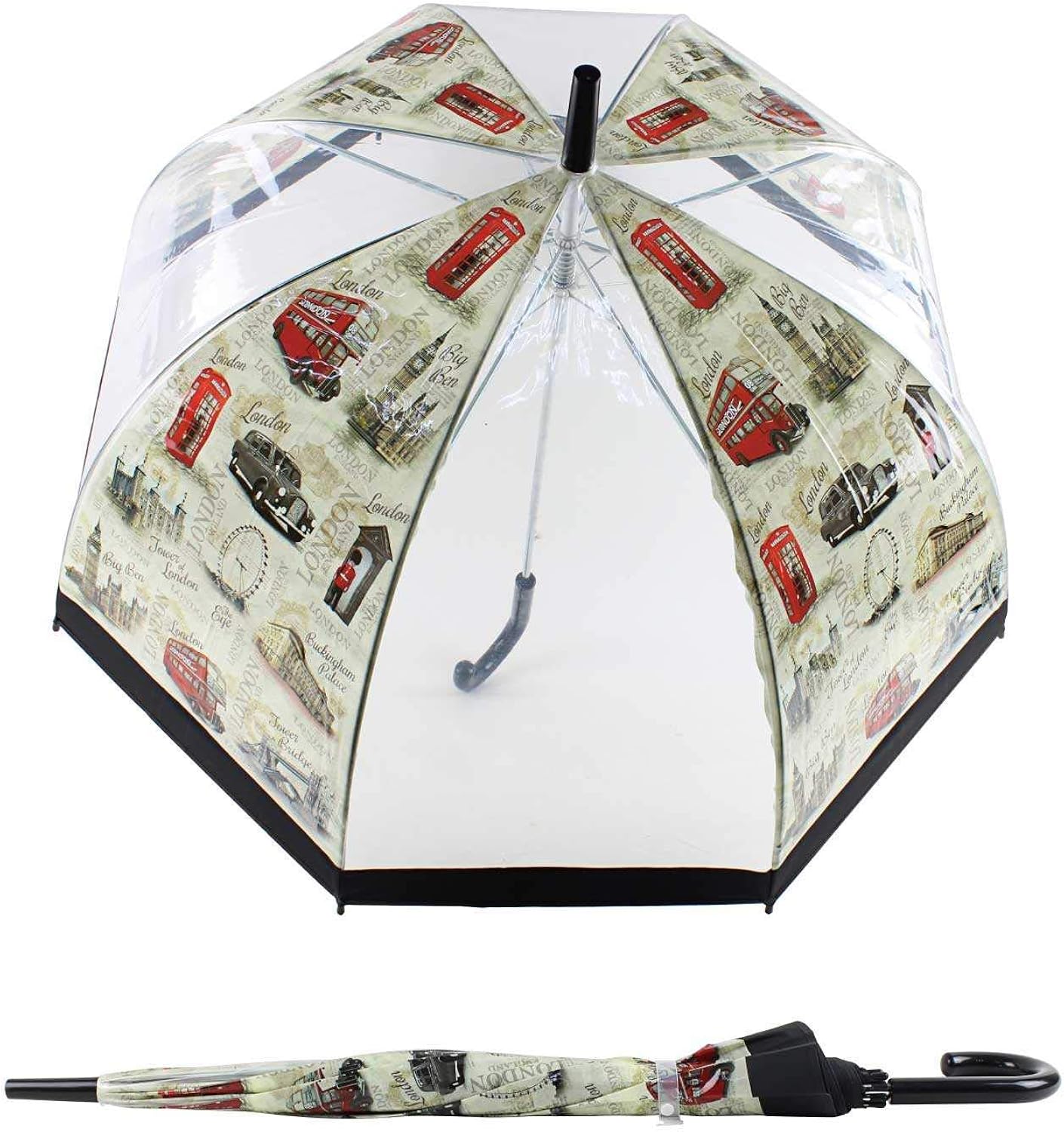 Ombrello trasparente a cupola Automatico British London Print