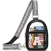 KRYSTER Clear Bag for Stadium Events, Transparent Crossbody Purse Stadium Approved for Women & Men, Clear Crossbody Bag for Concerts Sports Festivals, See Through Shoulder Handbag for Fans.Black